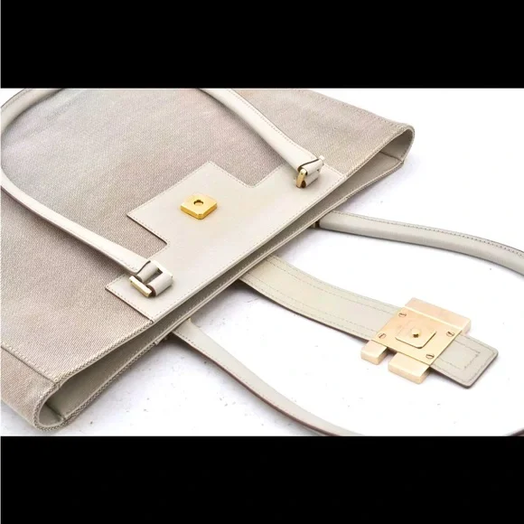 Used Gucci Leather Trimmed Logo Bag Handbag EUC - Picture 7 of 13